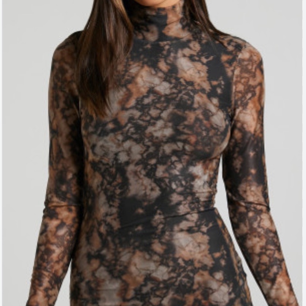 Runway The Label Marble Long Sleeve Dress